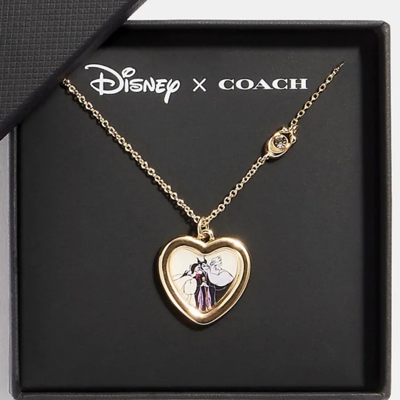 NWT Coach x Disney Matching Villains Locket Bag Charm And Heart Necklace - Picture 3 of 7